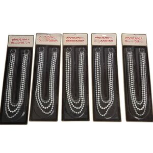 Vintage Christmas Swag Bead Garland Iridescent Triple Strand 13in 5pk NOS